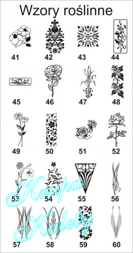 Motywy roślinne grawer na szkło lub naklejki.