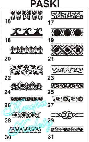 Wzory - Paski do piaskowania na szkle.