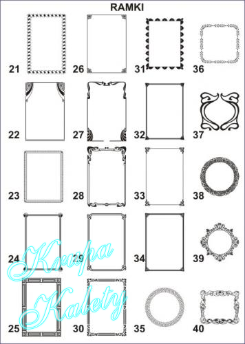 Wzory - Ramki do piaskowania na szkle, lustrach.