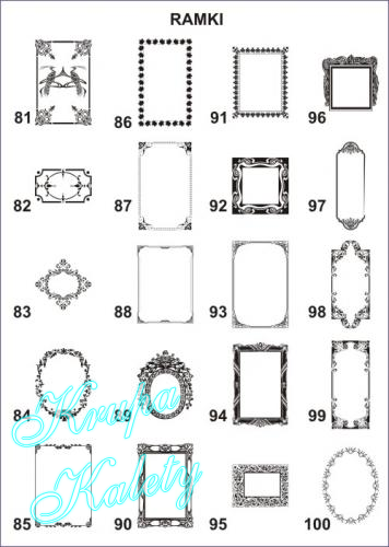 Wzory - Ramki do piaskowania na szkle, lustrach.
