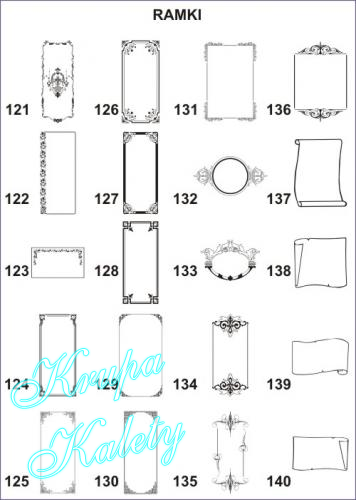 Wzory - Ramki do piaskowania na szkle, lustrach.