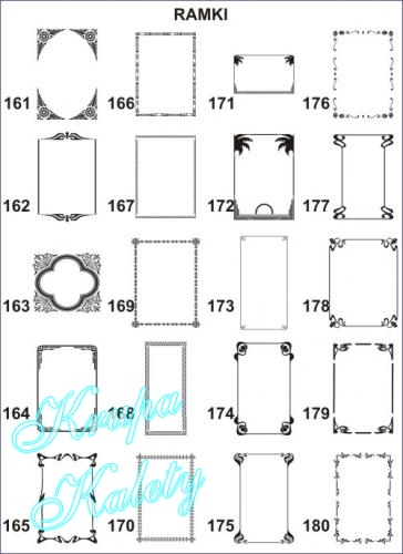 Wzory - Ramki do piaskowania na szkle, lustrach.