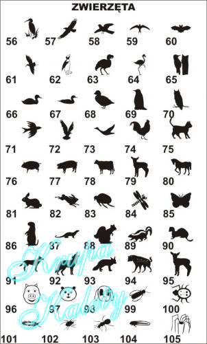 Wzory - zwierzęta do piaskowania na szkle lub naklejki.