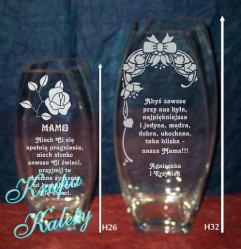 Wazon grawerowany - prezent dla mamy.