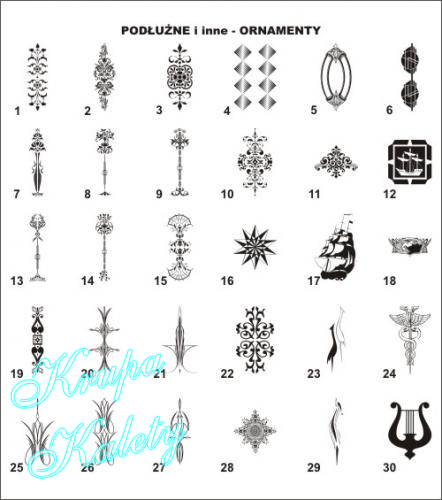 wzory ornamenty podłużne i inne.