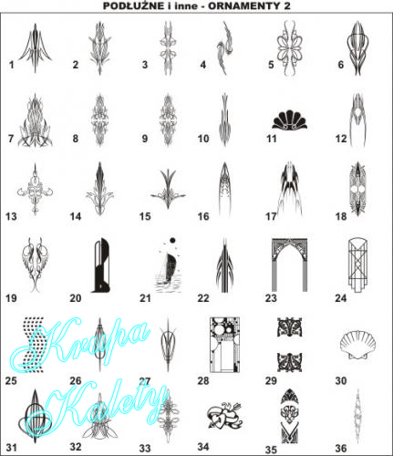 wzory ornamenty podłużne i inne.
