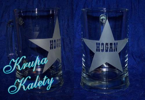 Kufel z piaskowanym grawerem.